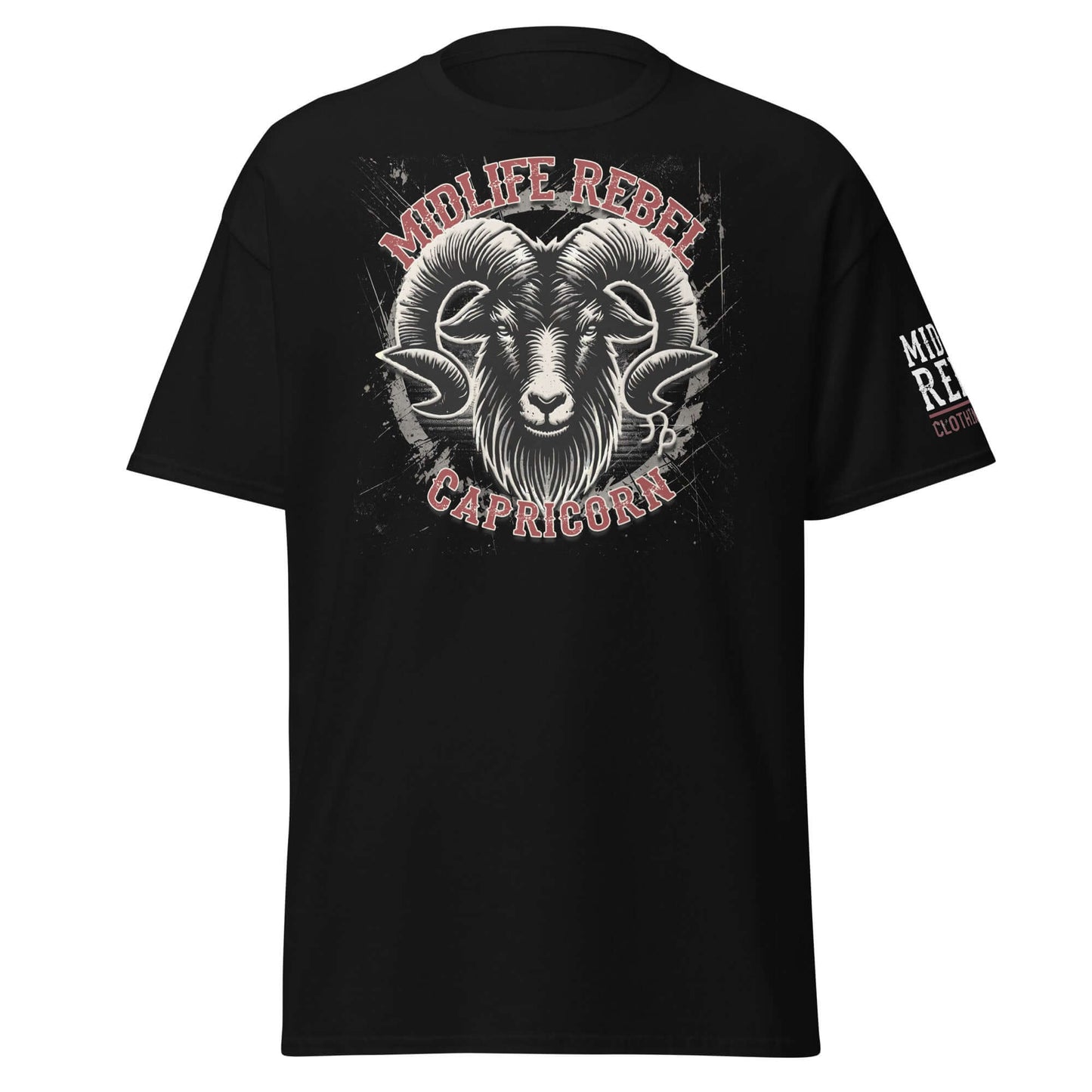 Climb higher, stand taller – this Midlife Rebel Capricorn Goat design embodies ambition and grit. Command attention!