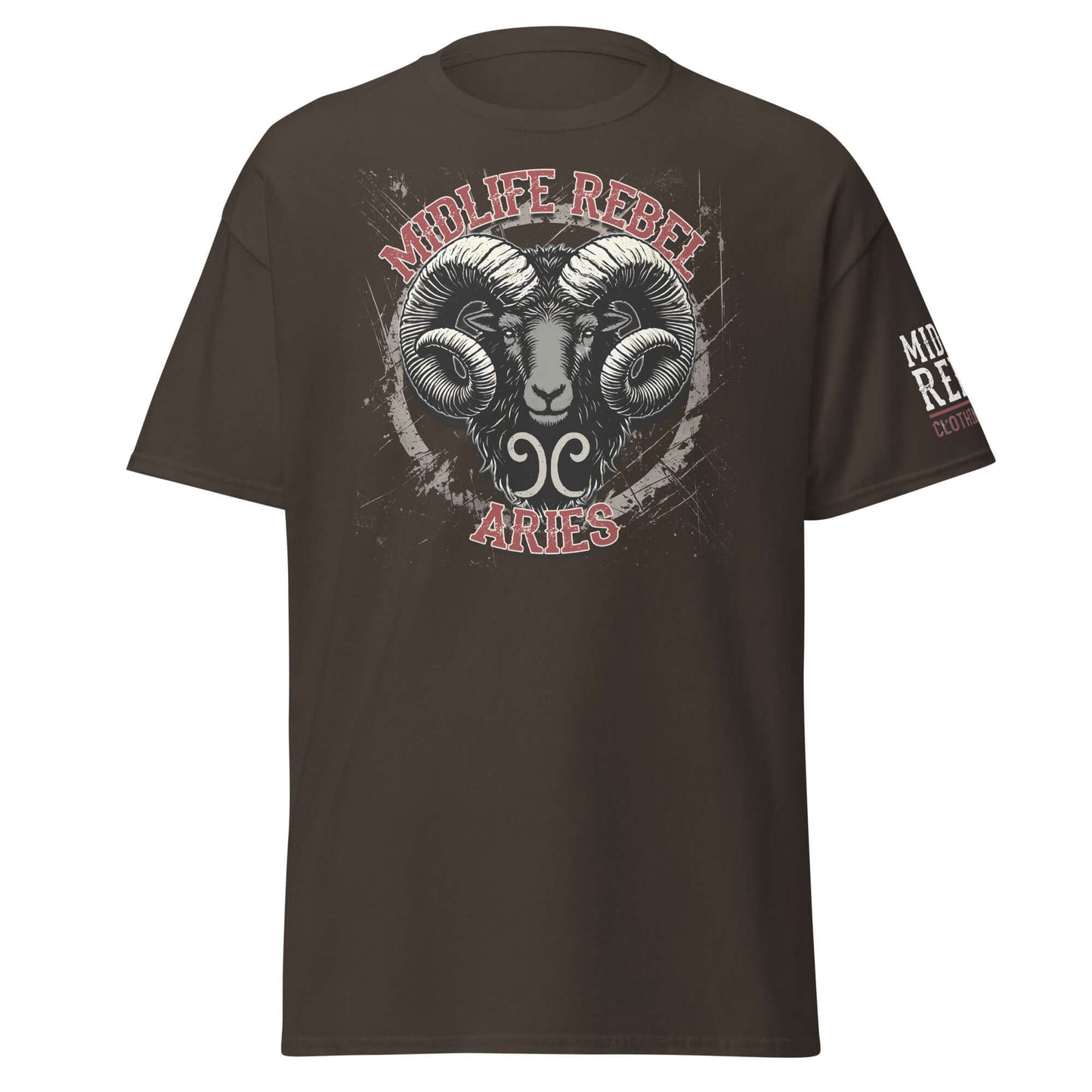 Channel the fearless energy of Aries with this gritty Midlife Rebel ram design. Built for those who charge headfirst into life’s battles.