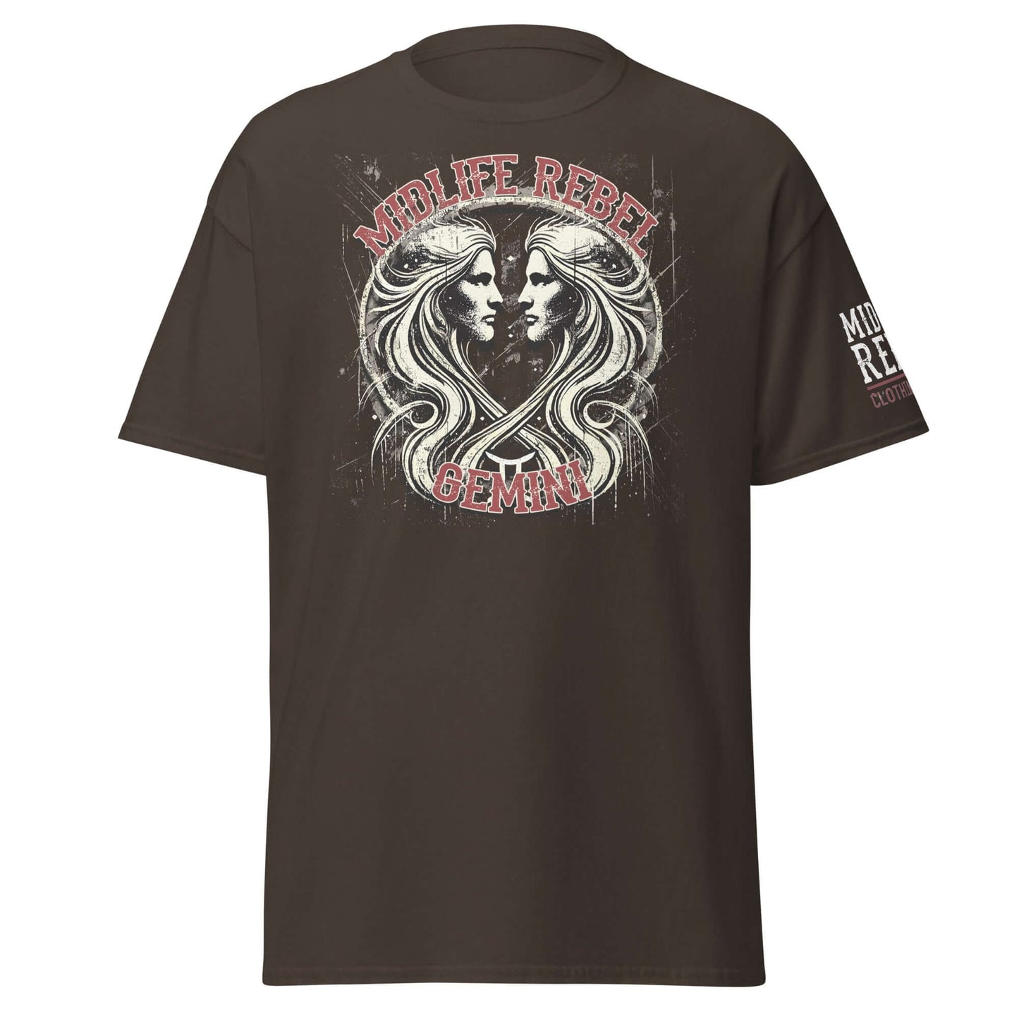 Gemini Twins Zodiac T-shirt featuring abstract gritty twin design, perfect for astrology enthusiasts embracing duality.