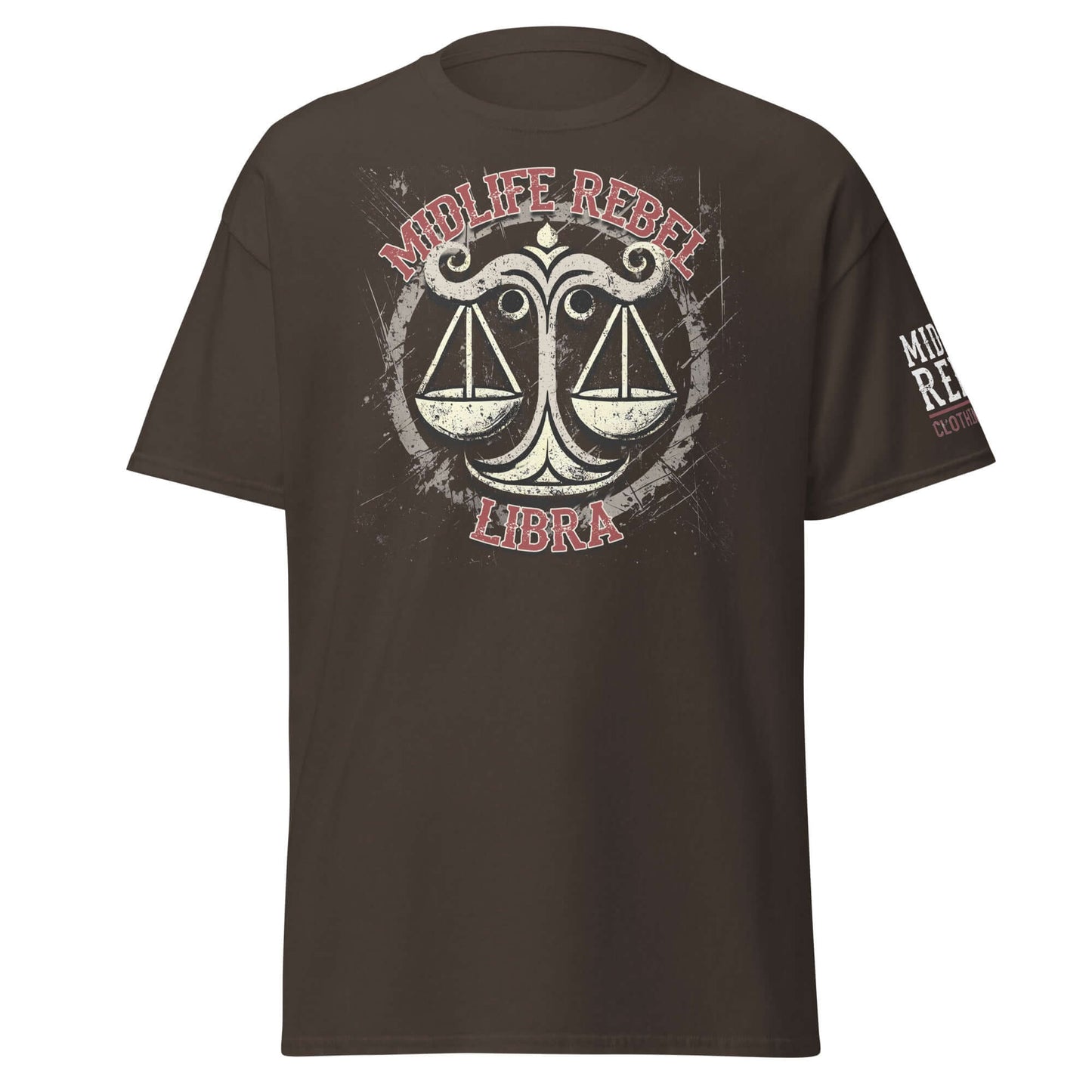 Libra Scales Zodiac T-shirt with abstract design featuring justice, harmony, and strength for astrology enthusiasts.