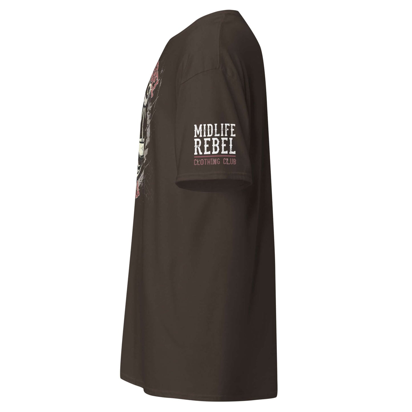 Side view of black Libra Scales Zodiac T-shirt featuring Midlife Rebel design for astrology enthusiasts. Unisex cotton tee.