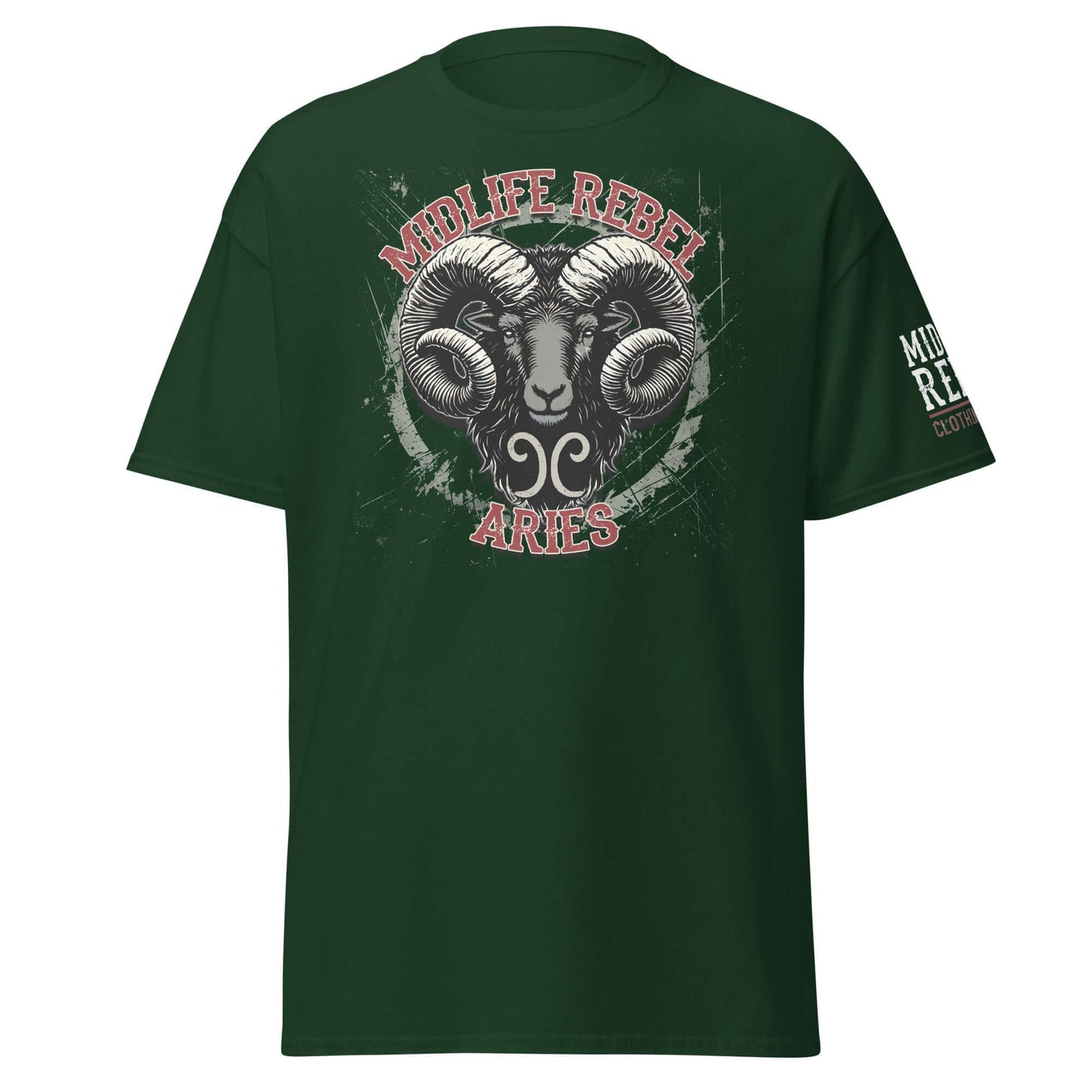 Channel the fearless energy of Aries with this gritty Midlife Rebel ram design. Built for those who charge headfirst into life’s battles.