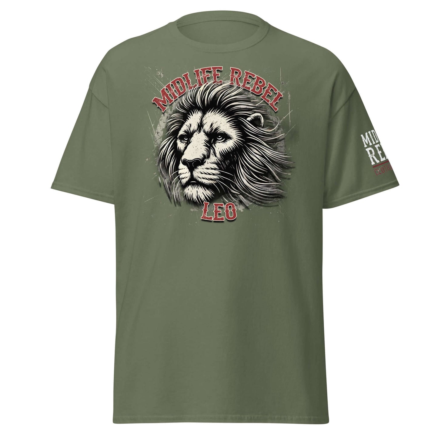 Leo zodiac t-shirt featuring fierce lion design on green background, ideal for astrology lovers and bold fashion statements.