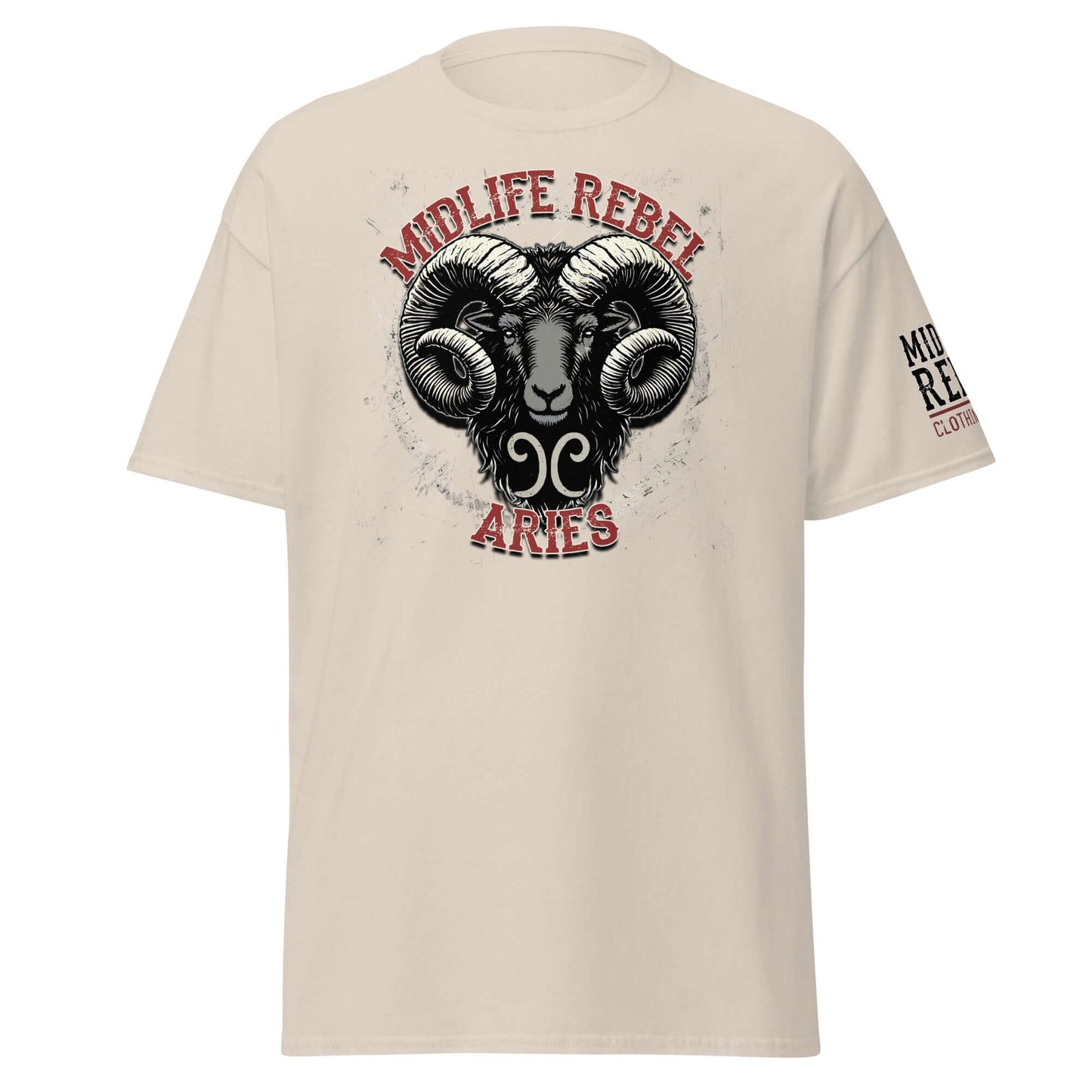 Channel the fearless energy of Aries with this gritty Midlife Rebel ram design. Built for those who charge headfirst into life’s battles.