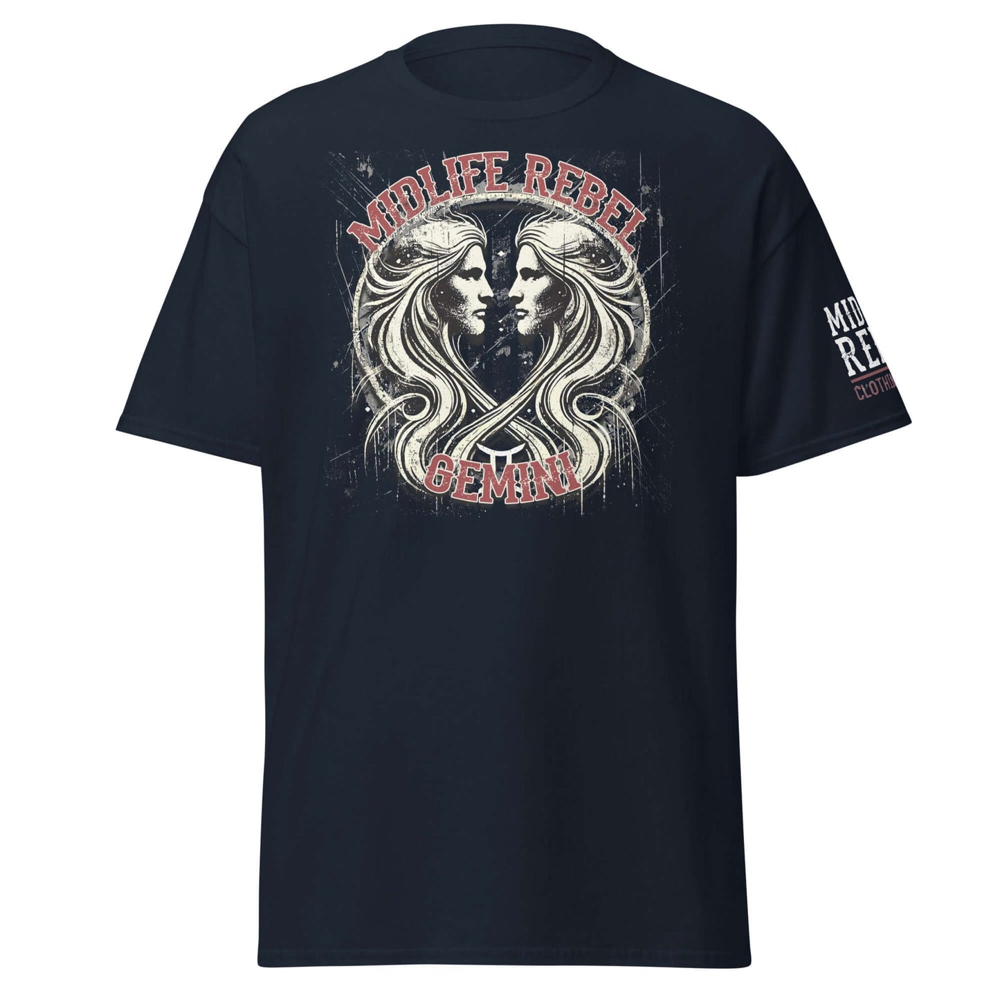 Gemini Twins Zodiac T-shirt with abstract design, perfect for astrology lovers seeking a streetwear look with duality theme.