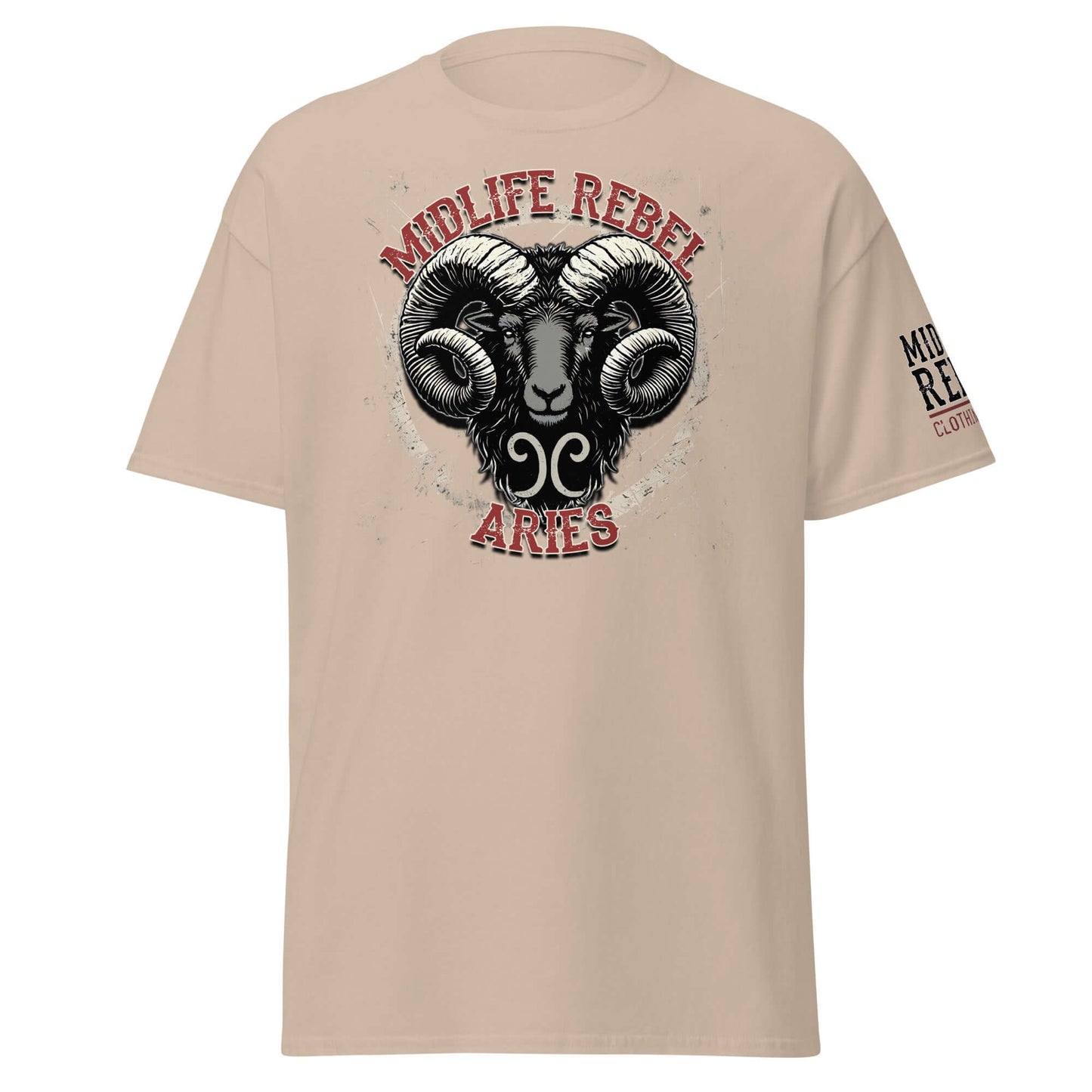 Channel the fearless energy of Aries with this gritty Midlife Rebel ram design. Built for those who charge headfirst into life’s battles.