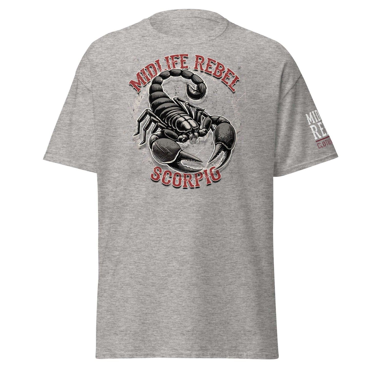 Gray Scorpio Scorpion Zodiac T-shirt featuring intense scorpion design for astrology lovers, 100% cotton unisex streetwear.