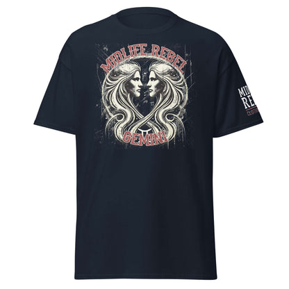 Gemini Twins Zodiac T-shirt with abstract design, perfect for astrology lovers seeking a streetwear look with duality theme.