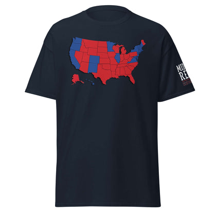 Mandate By Popular Vote t-shirt with US map design in red and blue from Political Collection by Midlife Rebel