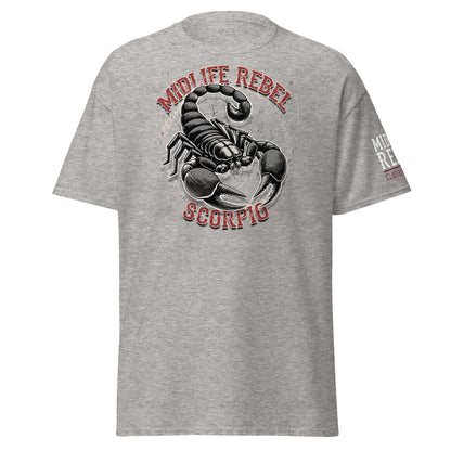 Gray Scorpio Scorpion Zodiac T-shirt featuring intense scorpion design for astrology lovers, 100% cotton unisex streetwear.