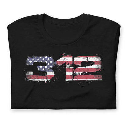 Midlife Rebel black t-shirt featuring "312" design with 312 electoral votes that marked President Trump's victory