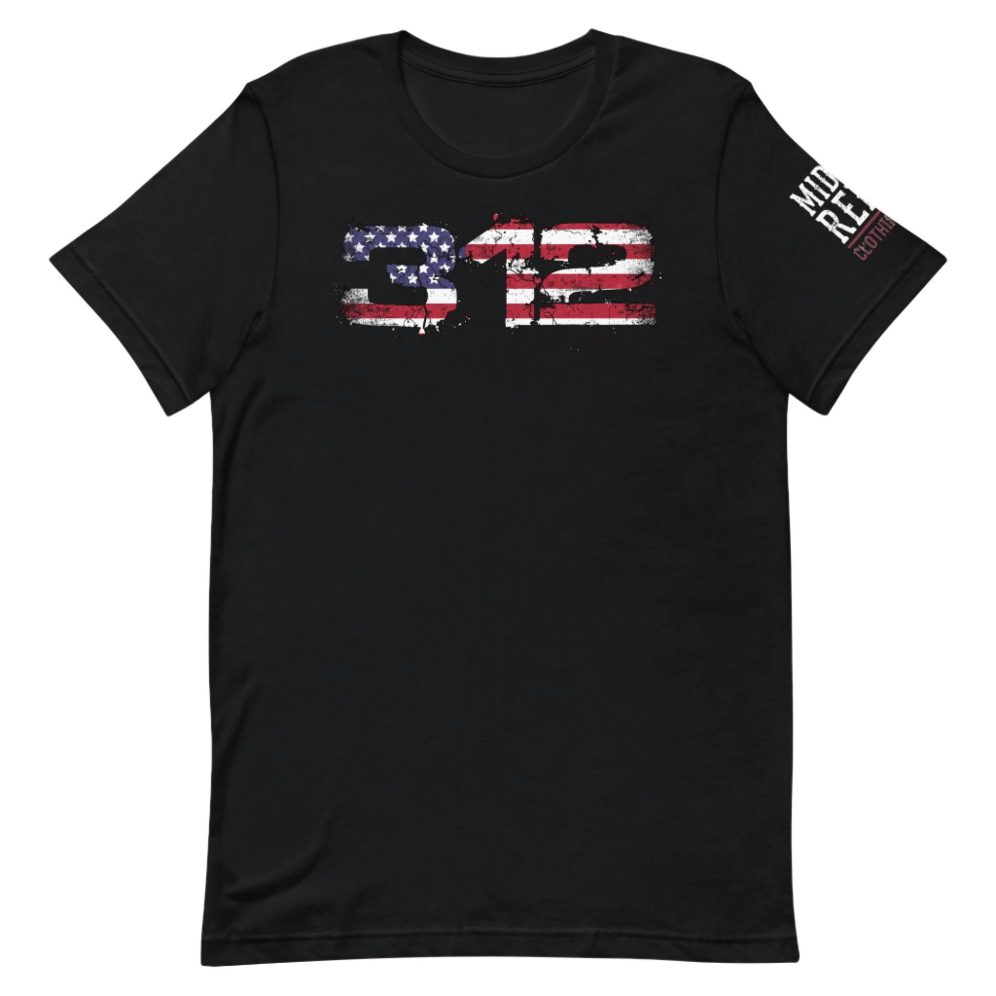 Midlife Rebel black t-shirt featuring "312" design with 312 electoral votes that marked President Trump's victory