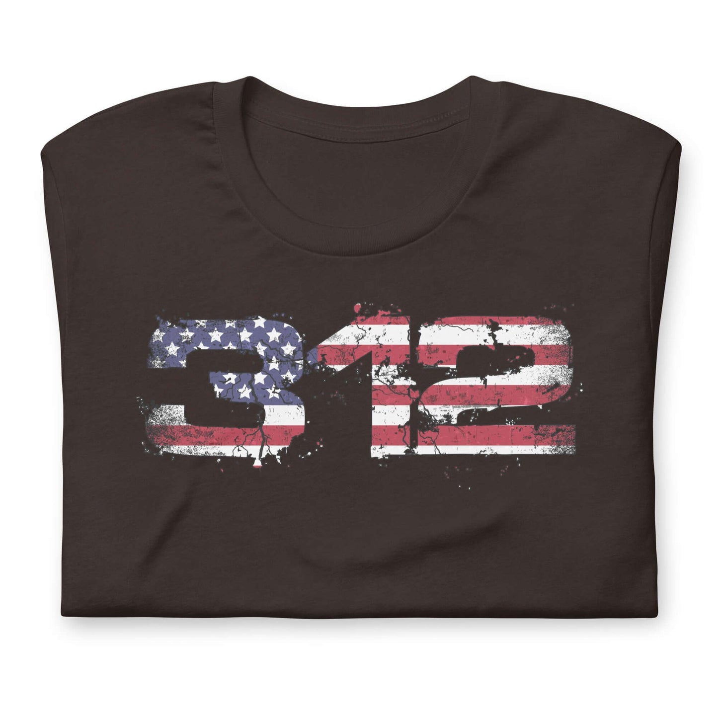 Midlife Rebel brown t-shirt featuring "312" design with 312 electoral votes that marked President Trump's victory