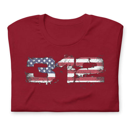 Midlife Rebel cardinal t-shirt featuring "312" design with 312 electoral votes that marked President Trump's victory