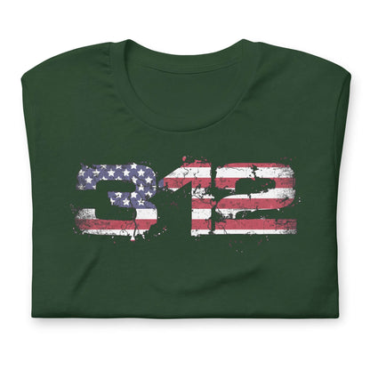 Midlife Rebel forest t-shirt featuring "312" design with 312 electoral votes that marked President Trump's victory