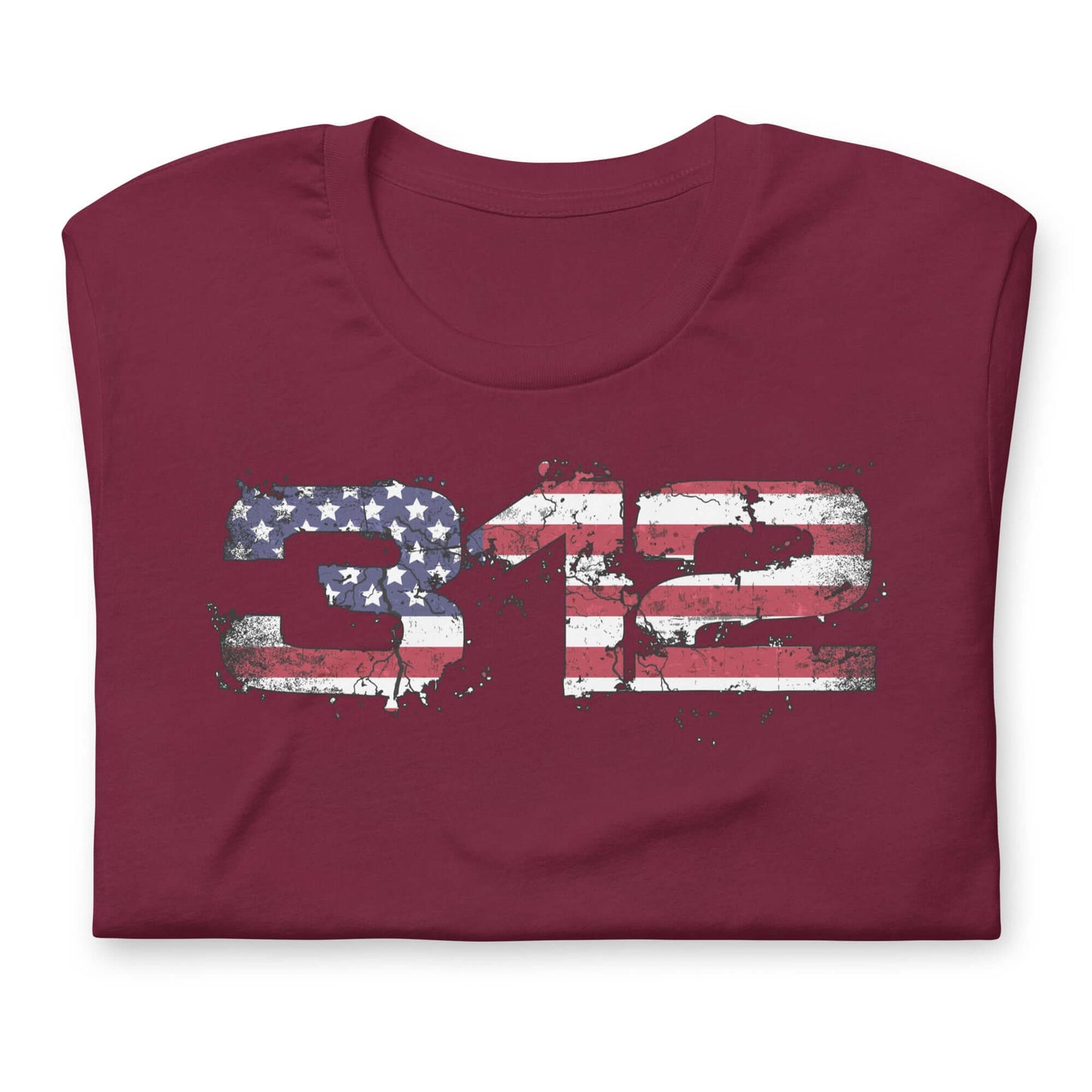 Midlife Rebel maroon t-shirt featuring "312" design with 312 electoral votes that marked President Trump's victory