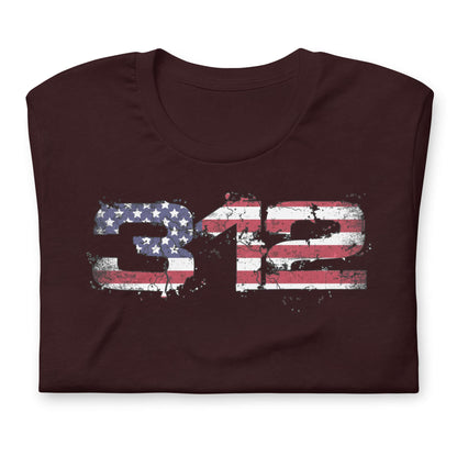 Midlife Rebel oxblood black t-shirt featuring "312" design with 312 electoral votes that marked President Trump's victory