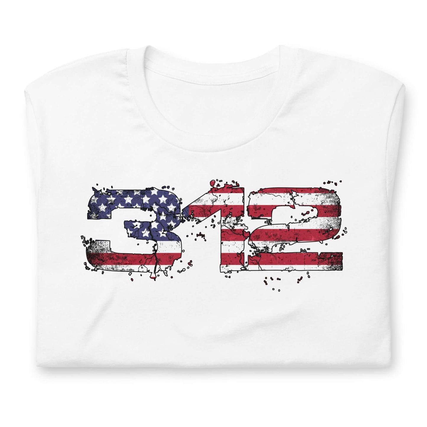 Midlife Rebel white t-shirt featuring "312" design with 312 electoral votes that marked President Trump's victory